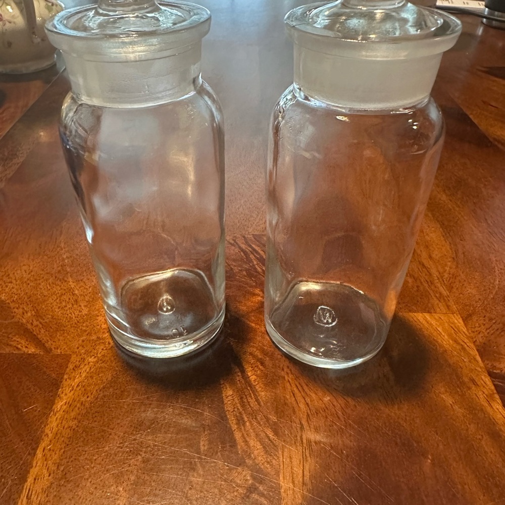 Vintage Clear Glass Apothecary Jars with Lids